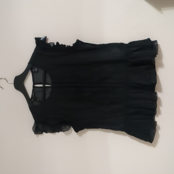 Scotch & Soda Tops - Scotch & Soda Black Ruffle Sleeve Peplum Blouse